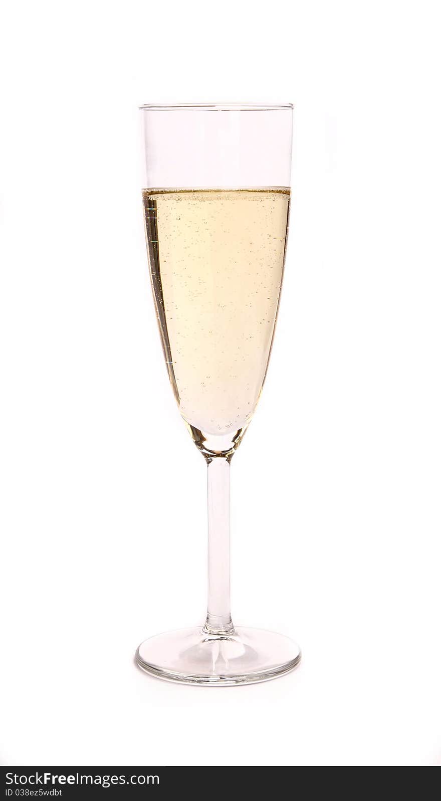 Studio photo of isolated champagne glass on white background