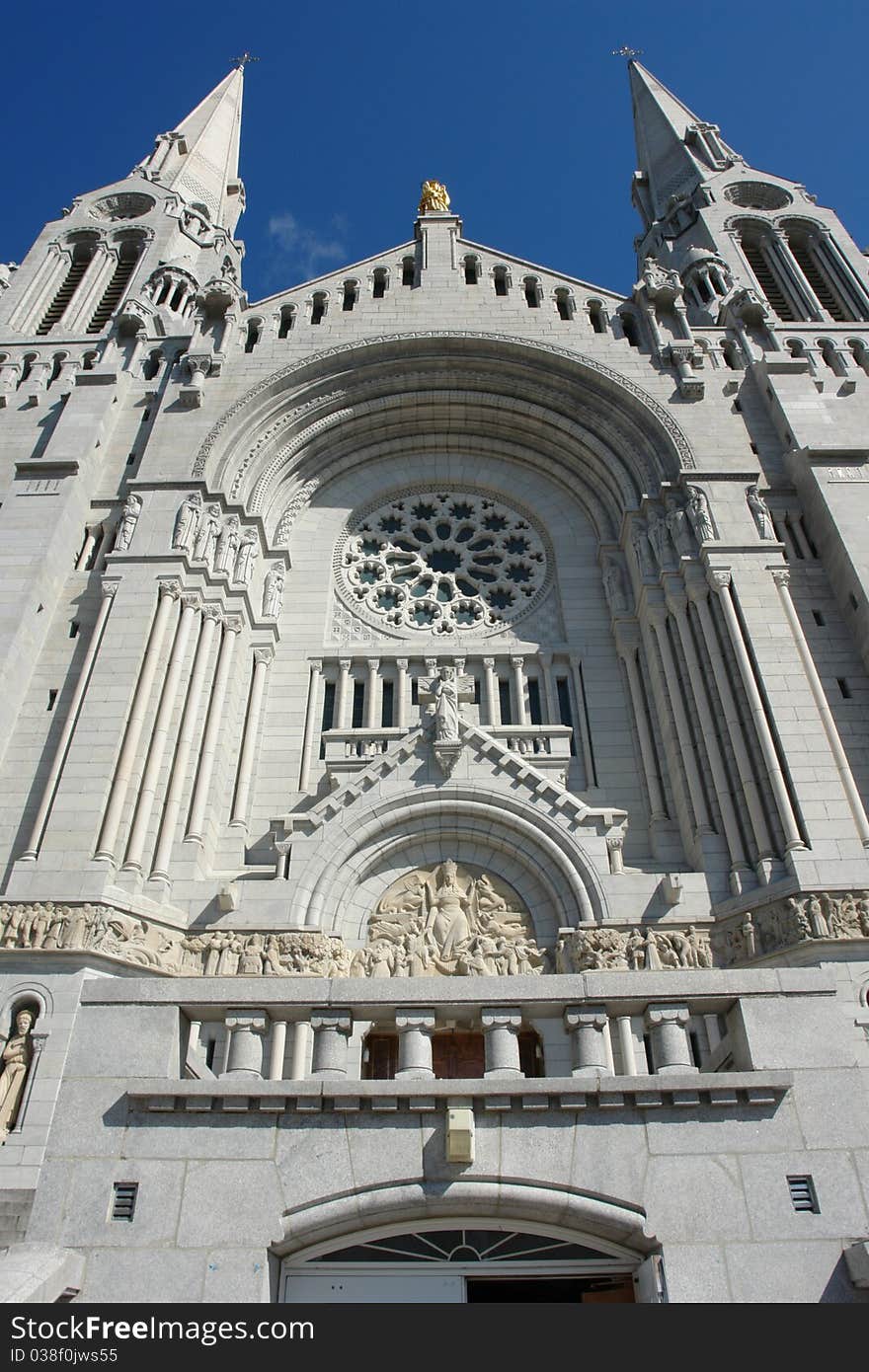 Front view of details of St-Anne-Beaupre Basilica in Quebec, Canada. Front view of details of St-Anne-Beaupre Basilica in Quebec, Canada.