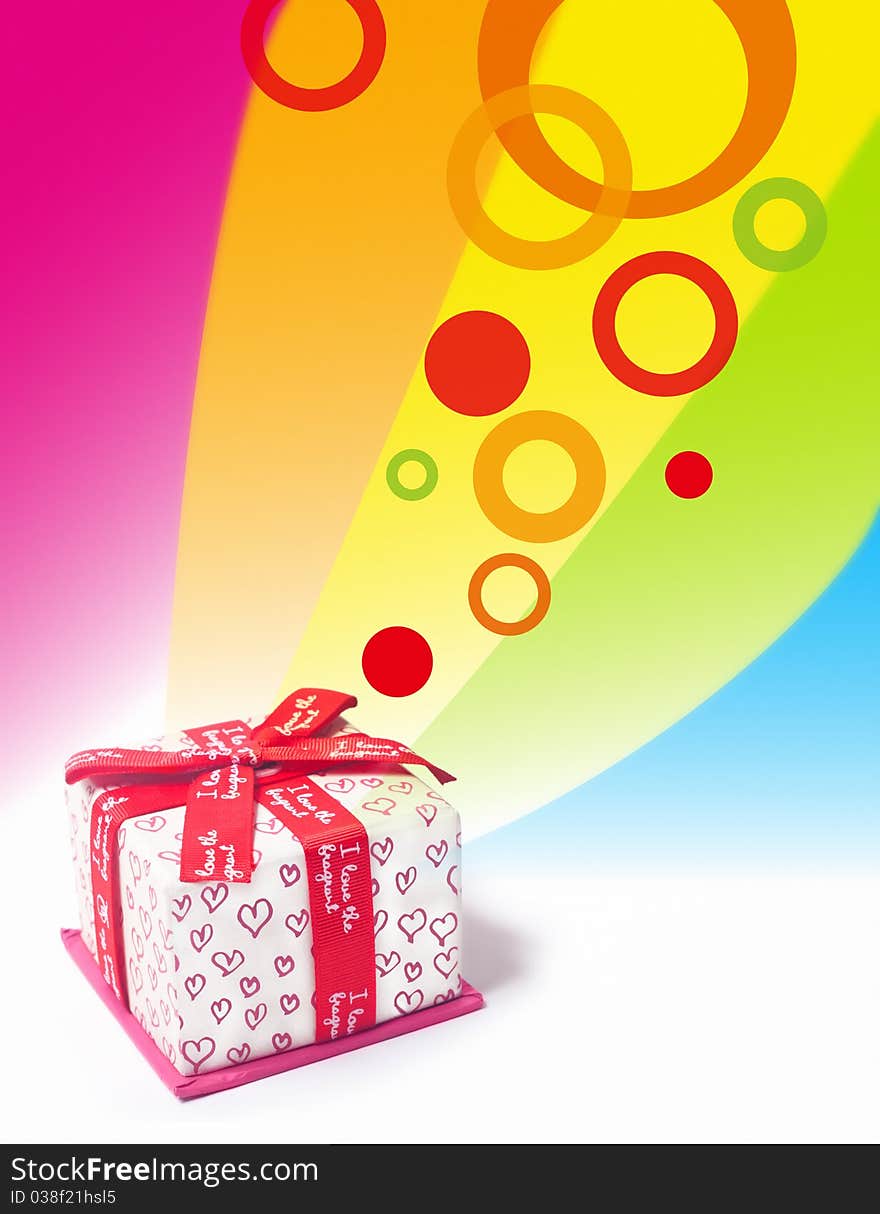 Love Gift box In colorful background