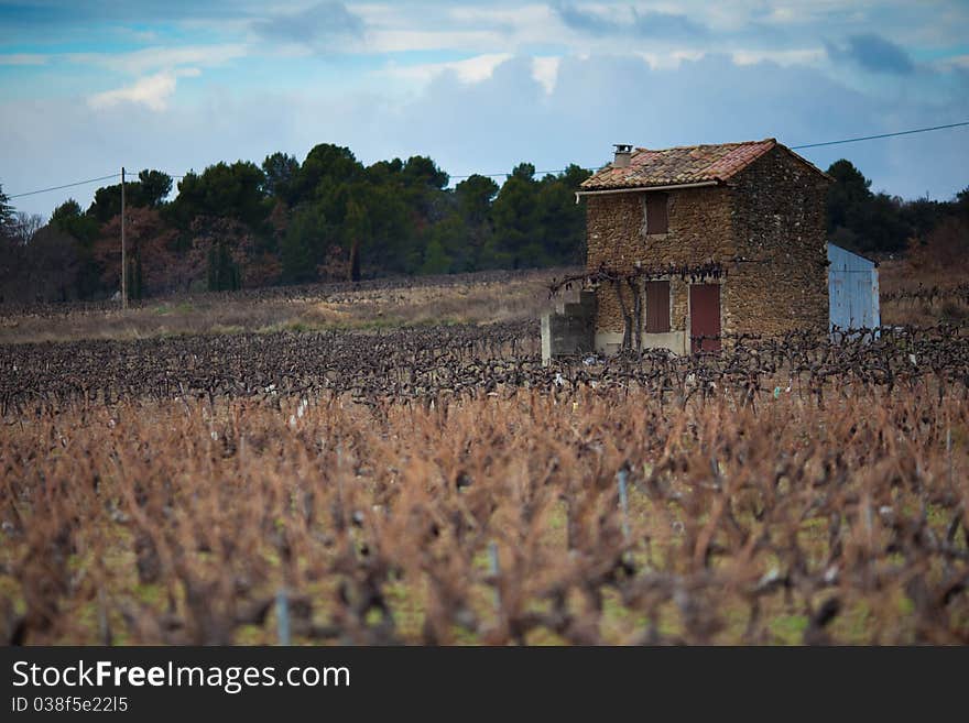 A lone French House in a Provence Vineyard. A lone French House in a Provence Vineyard