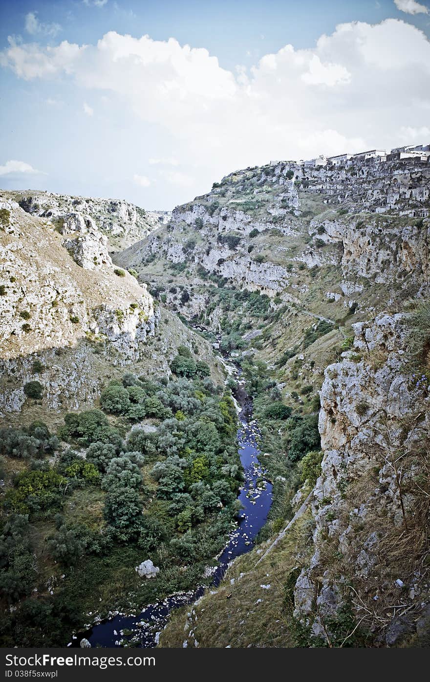 Canyon of Sassi in south Italy