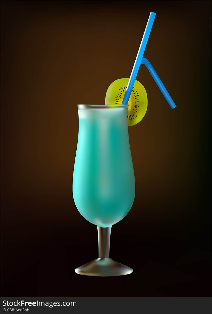 Cocktail  blue lagoon with kiwi