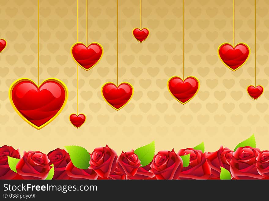 Valentine Card with Hanging Hearts