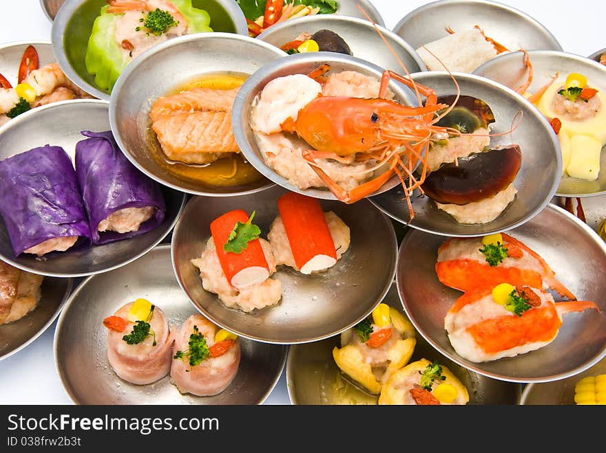 Variety of dim sum in small plate. Variety of dim sum in small plate