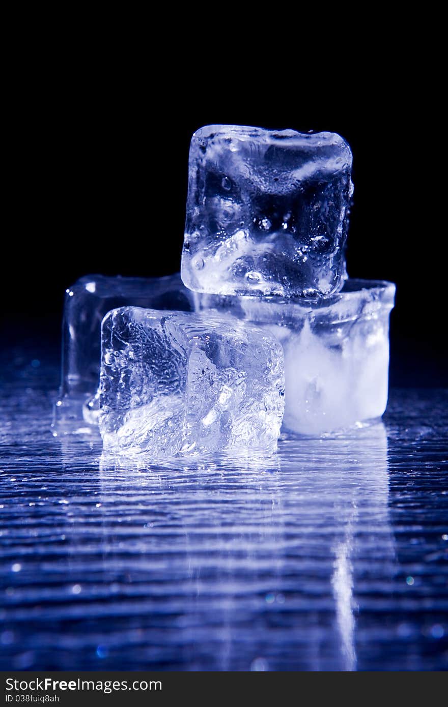 Macro photography of solid ice cubes