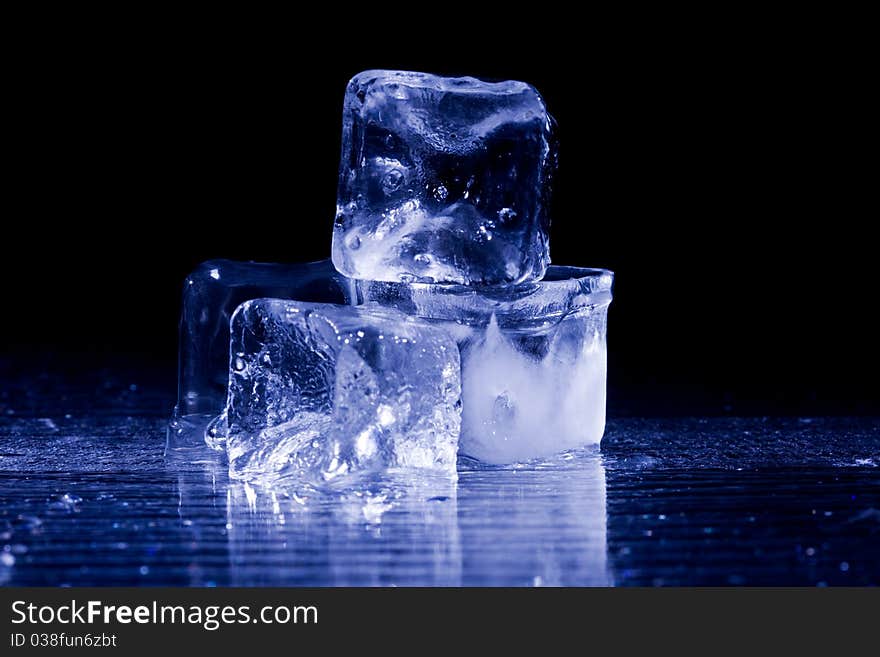 Macro photography of solid ice cubes