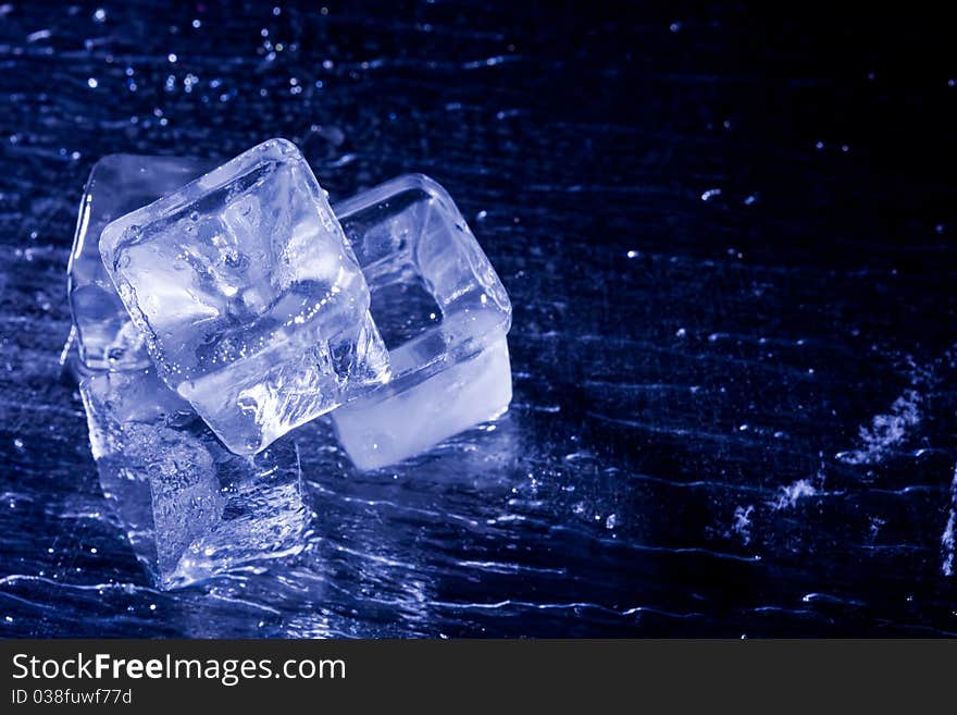 Macro photography of solid ice cubes