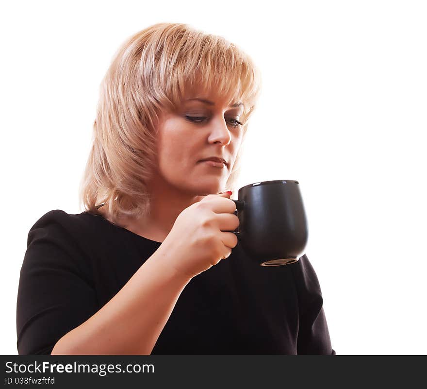 Woman S Blonde Holding A Mug Of Hot Tea