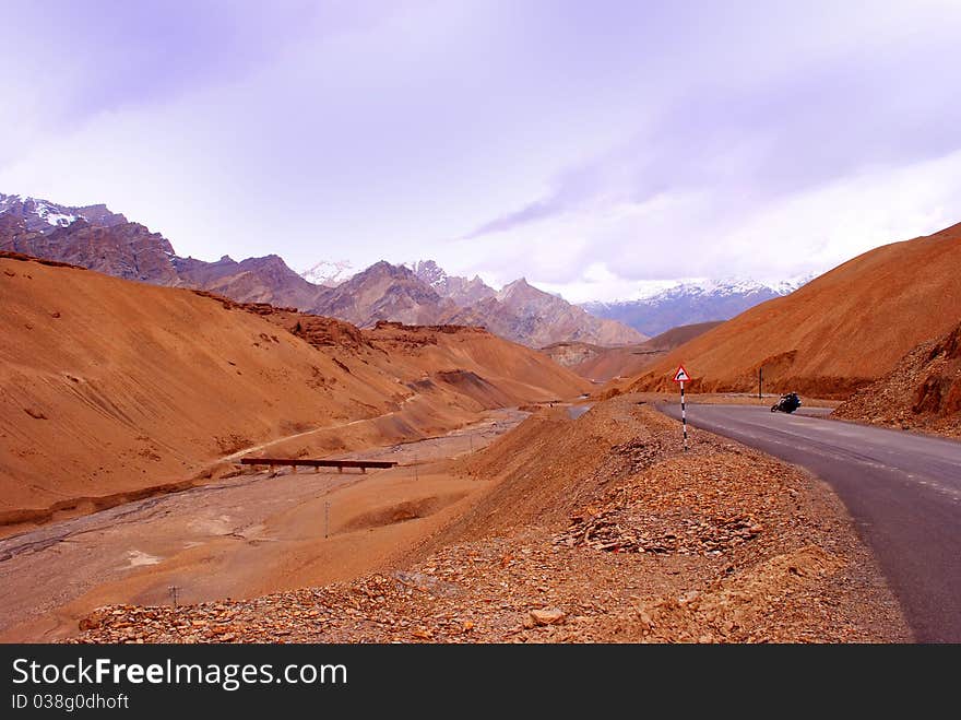 Beautiful orange Ladakh landscape