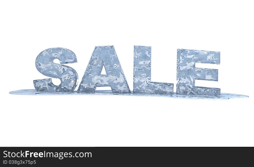 3d rendered sale text - half melted and frozen 3d ice sign. 3d rendered sale text - half melted and frozen 3d ice sign