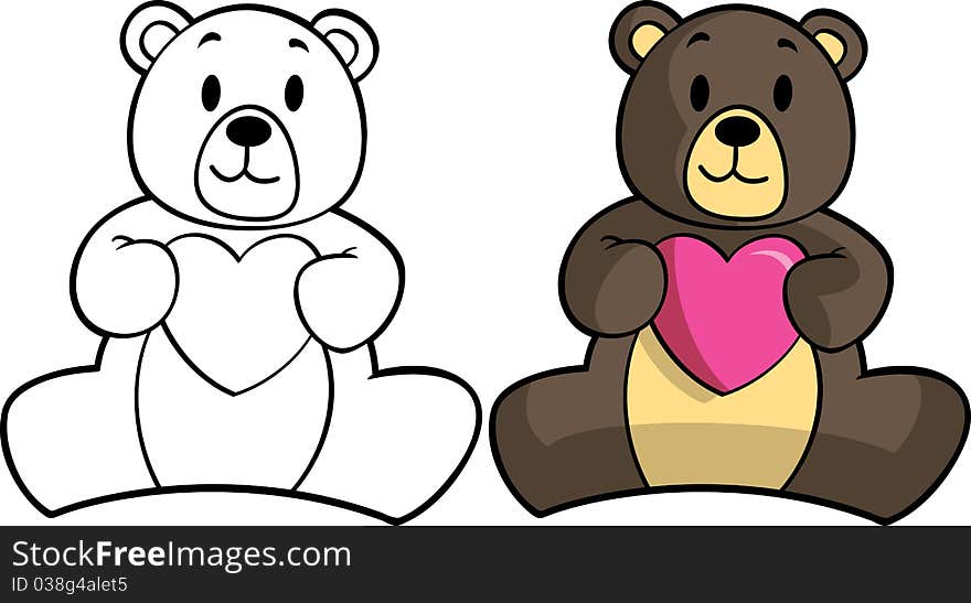 Teddy bear doll holding heart shape