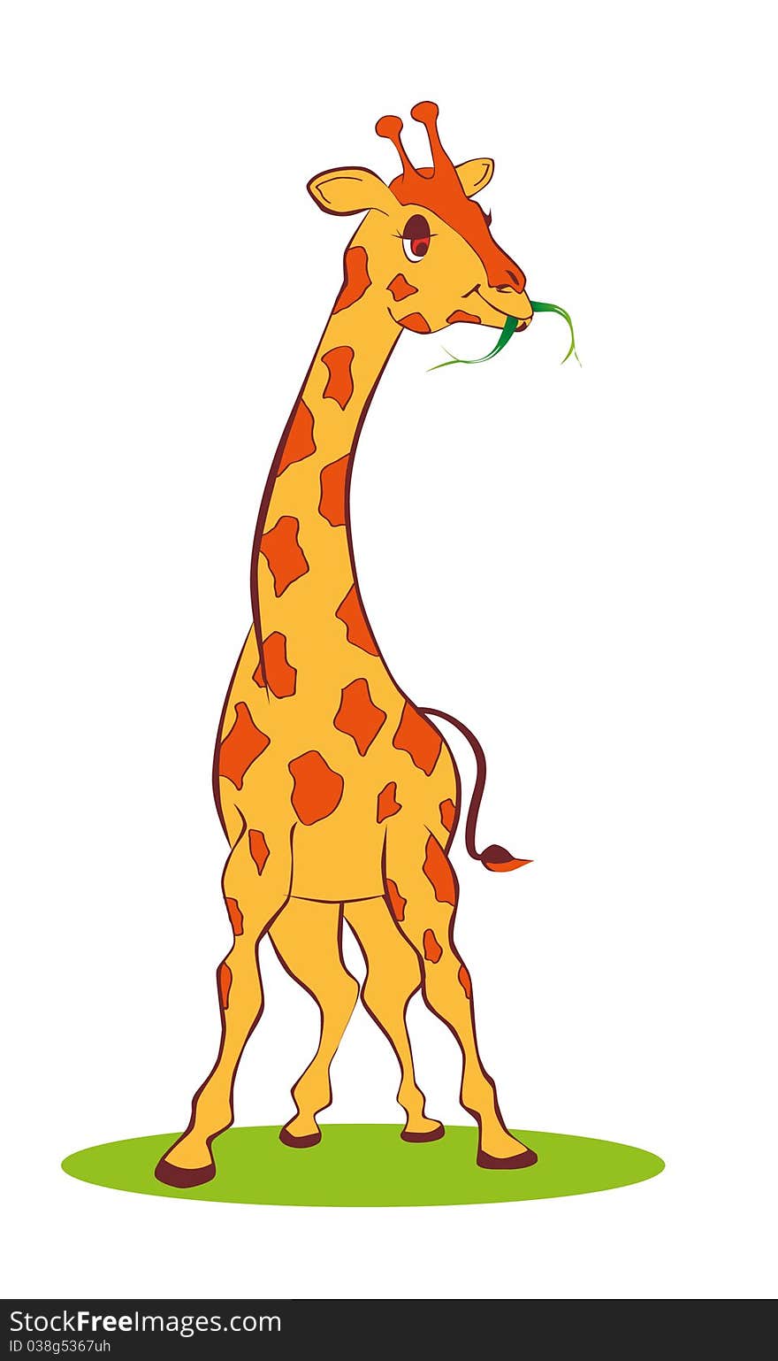 Cute  giraffe with grass