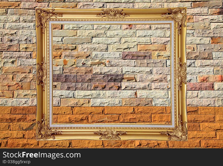 Blank Classic Frame On Colorful Brickwall