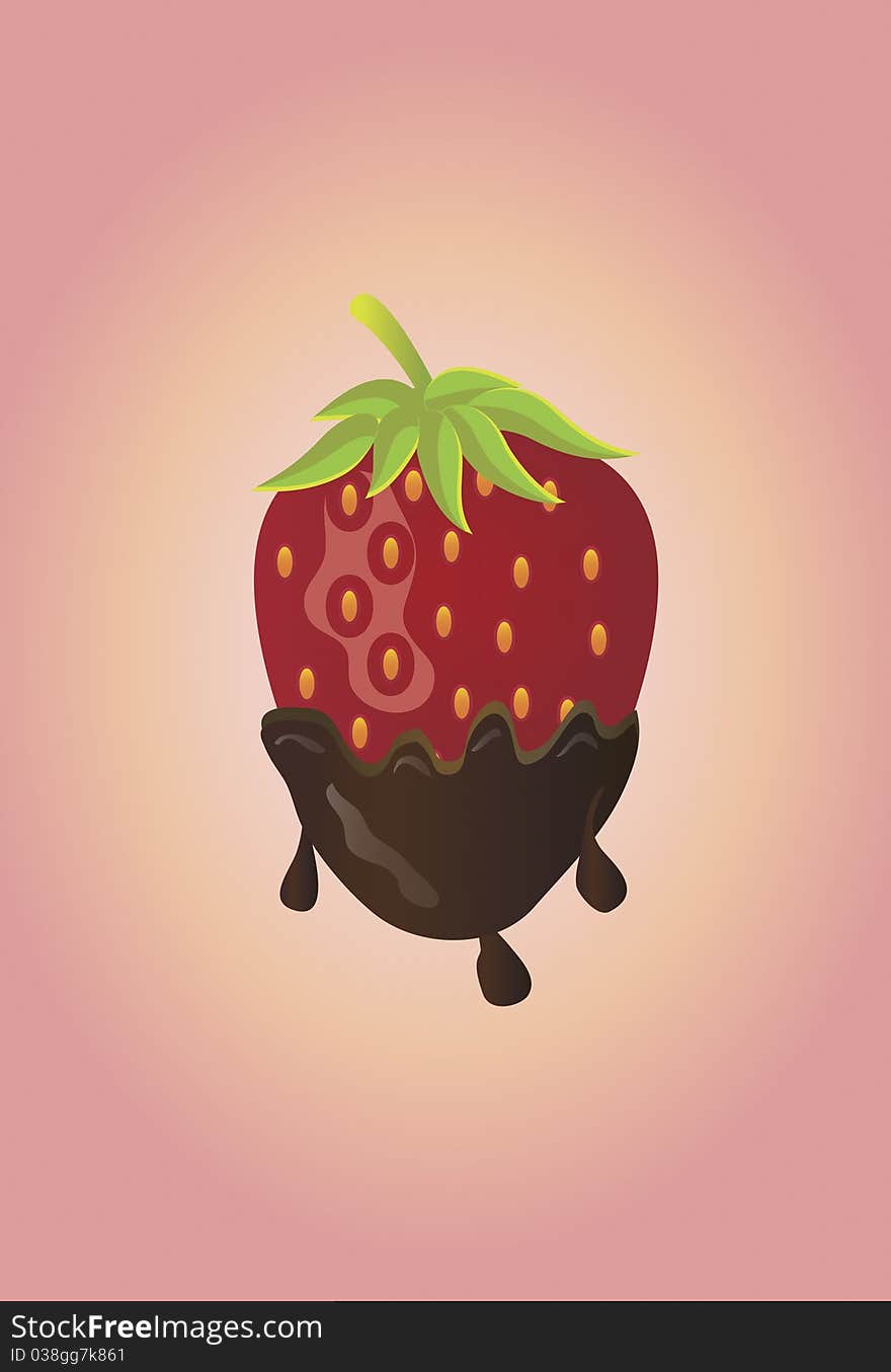 Juicy red strawberry dipped in chocolate