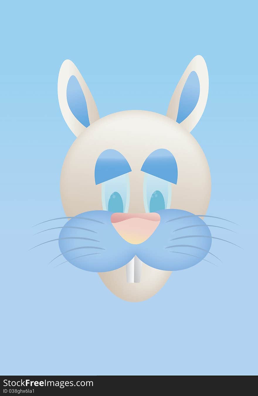 Cartoon easter bunny on blue background