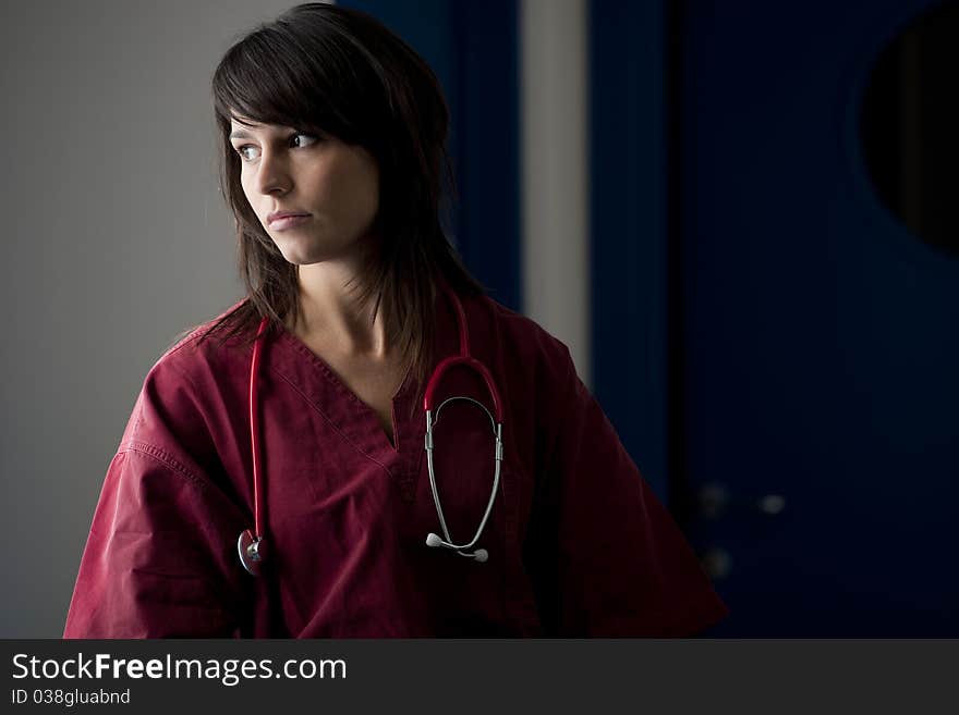 Female Surgeon Lost In Thoughts