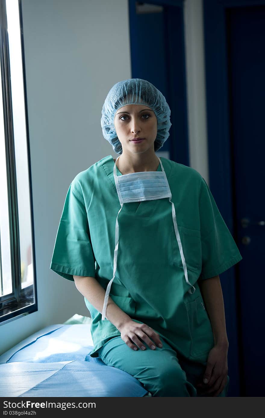 Portrait of a female surgeon resting