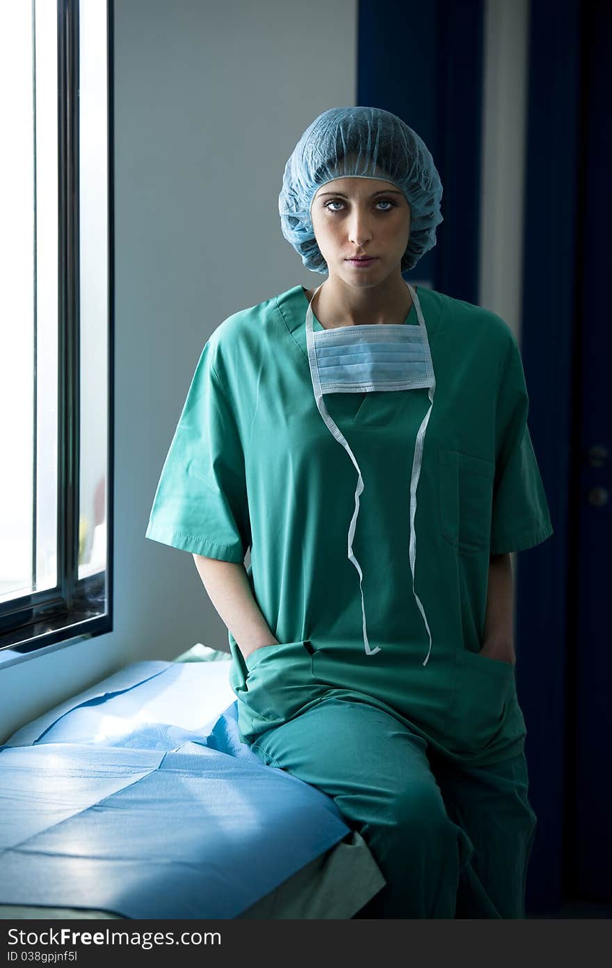 Portrait of a female surgeon resting