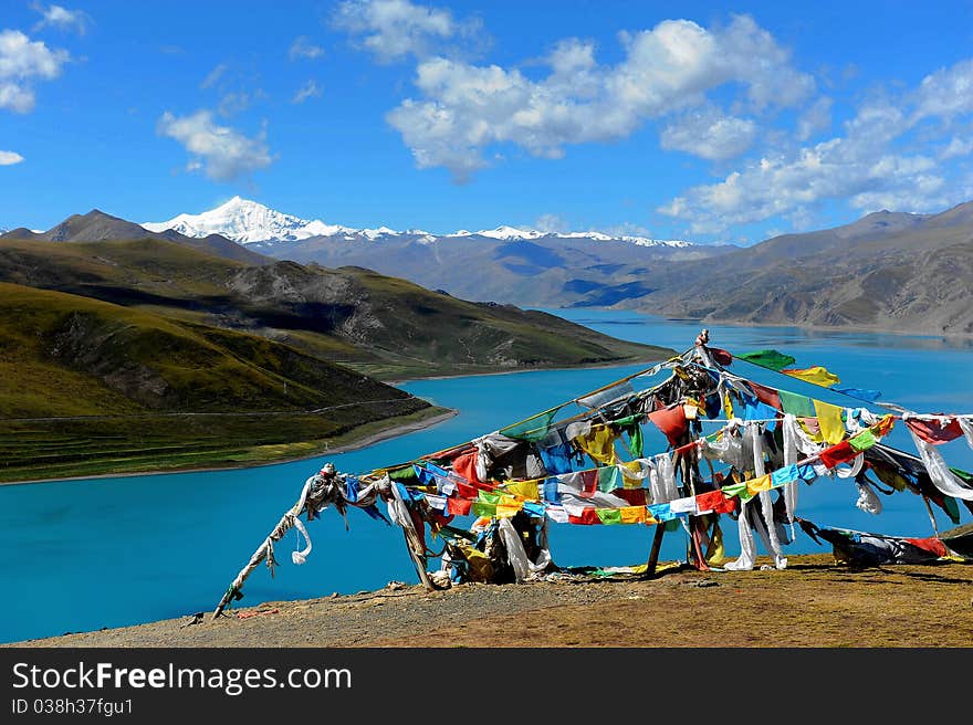 Holy Lake And Prayer Flags