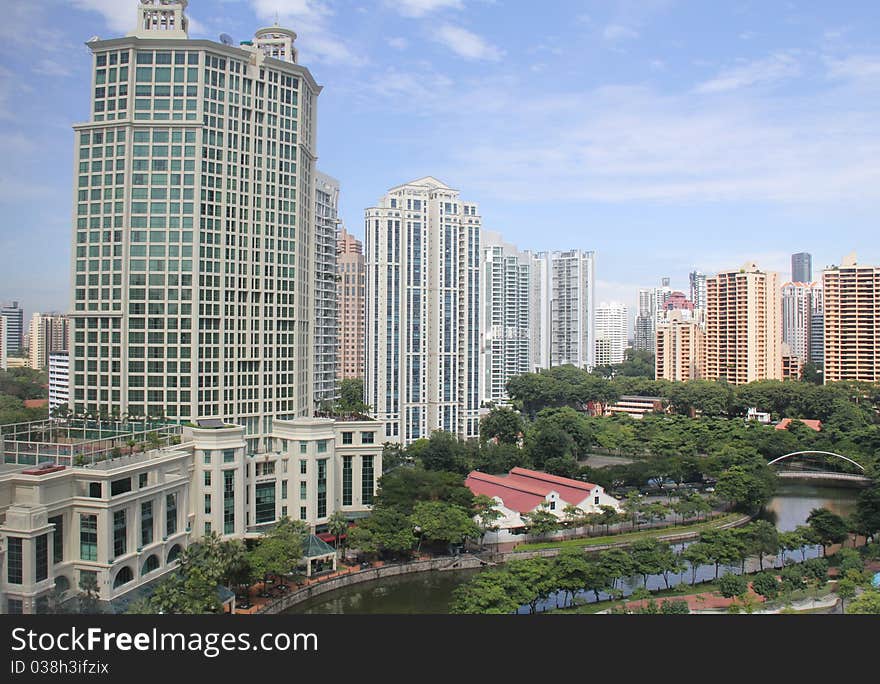 View of Singapore skyline around singapore river