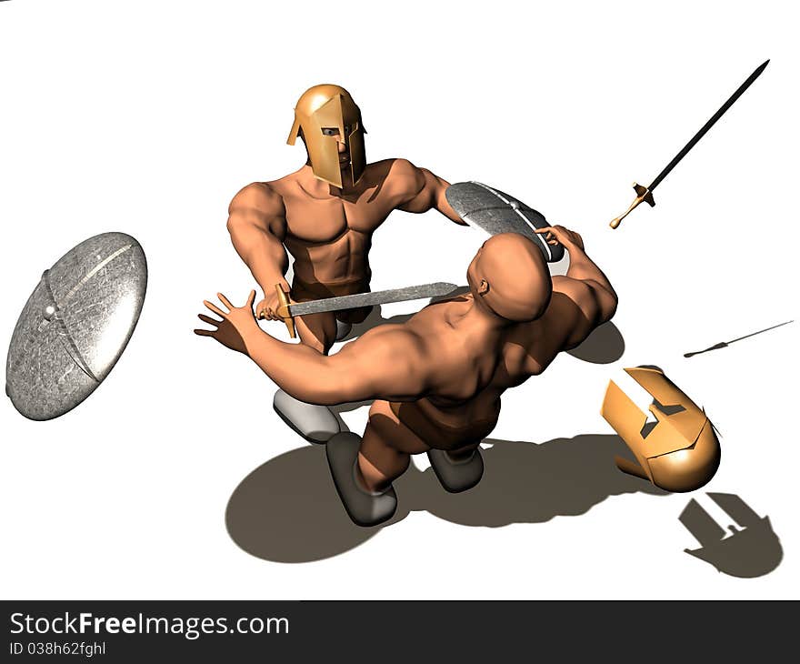 3d render of fighting of two person. 3d render of fighting of two person.