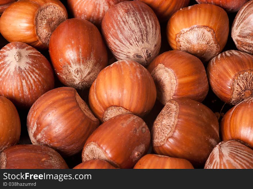 Macro picture of hazelnuts lovely background