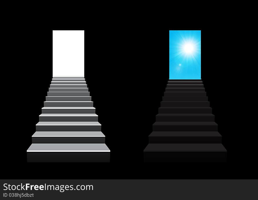 Staircase concept illustration on black background. Staircase concept illustration on black background