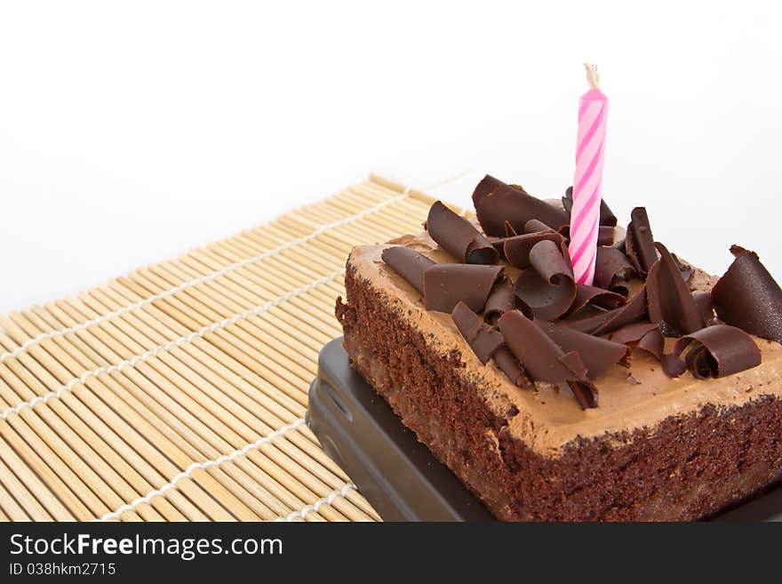 Chocolate Brithday Cake in isolated shot