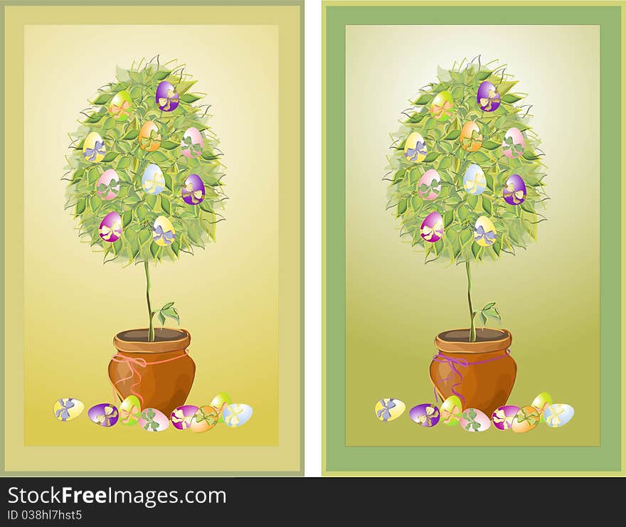 Illustration of vintage tree end eggs.Beautiful ornament.Illustrations.