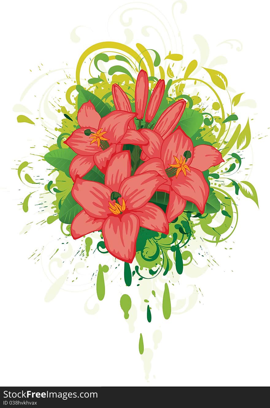 Vector Grunge Floral Background. Element for design illustration.