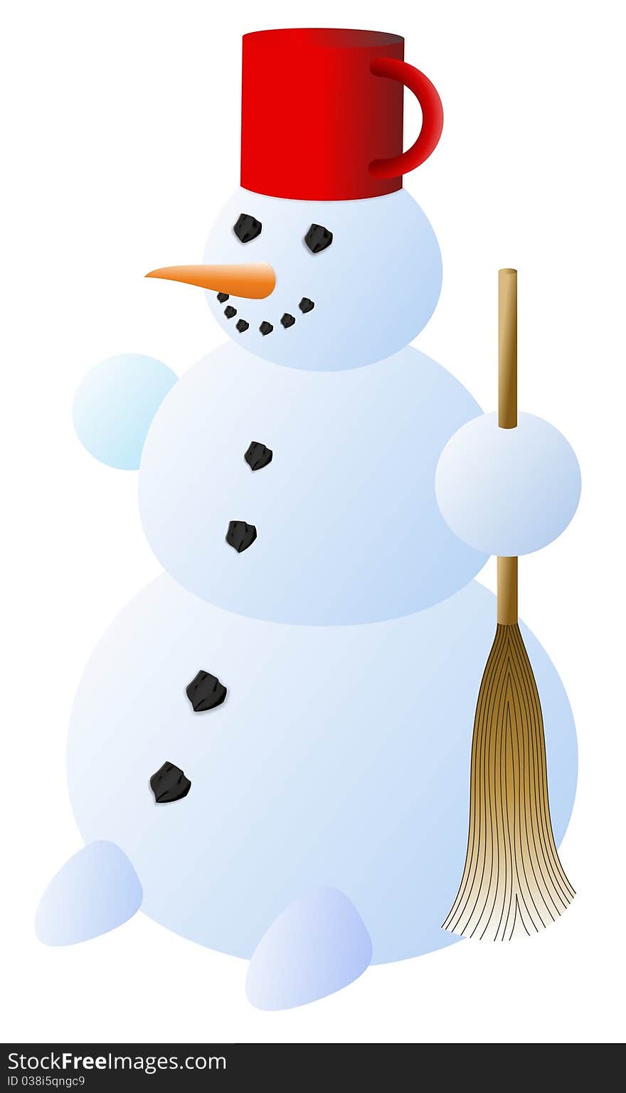 Snowman with red pot and whisk