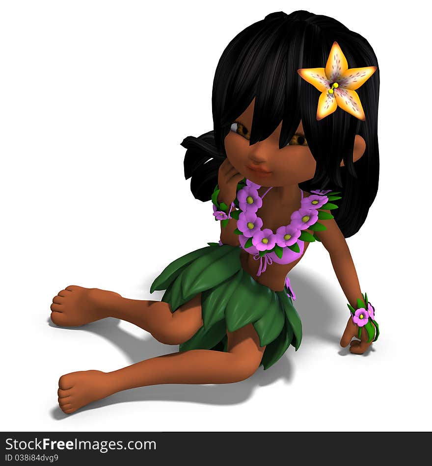 Very cute hawaiin cartoon girl is dancing for