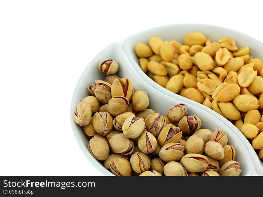 Fresh peanuts and pistachios