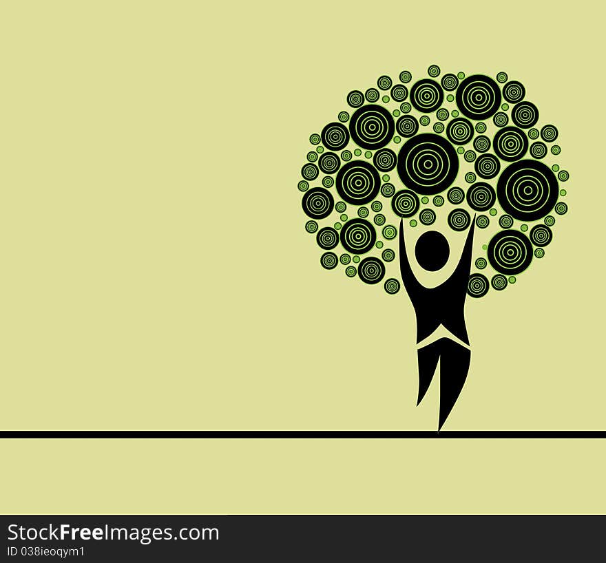 Abstract human tree, symbol of nature protection