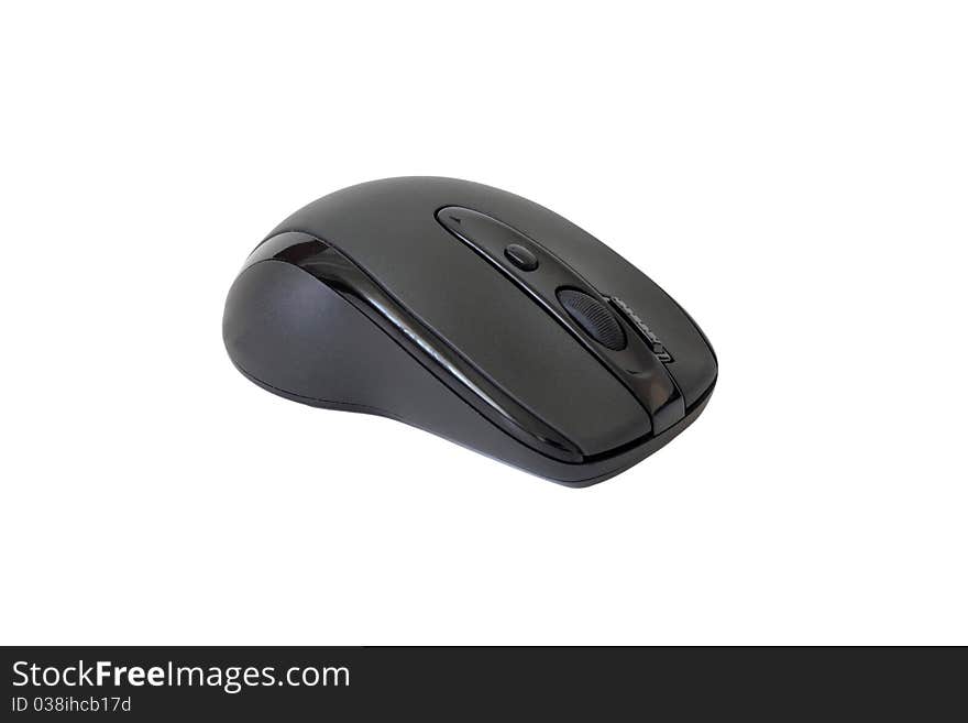 Isolated picture of a wireless black mouse