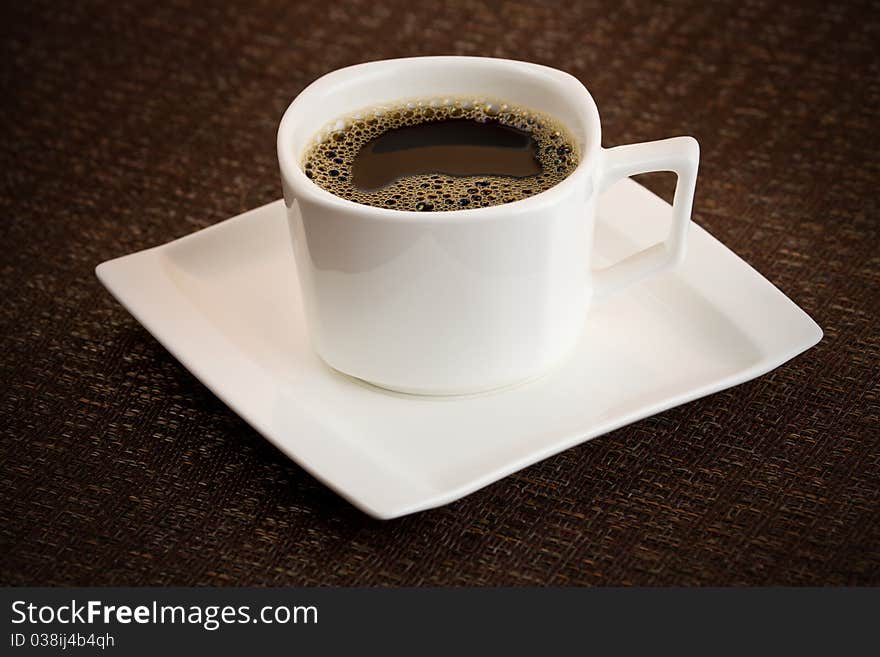 Simple Dark Coffee Cup With Brew