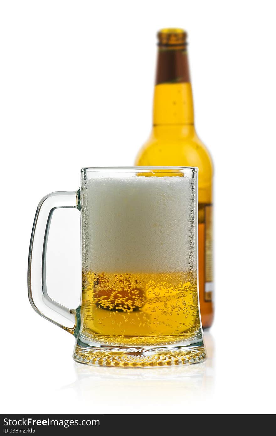 Glass of beer isolated on white