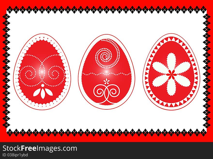 Vector illustration of Easter three eggs in frame. Vector illustration of Easter three eggs in frame