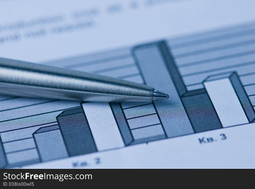 Financial document and pencil closeup. Financial document and pencil closeup