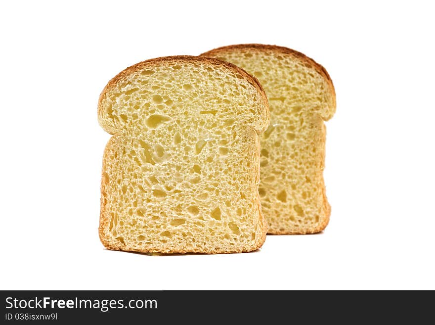 Piece of bread isolated on white