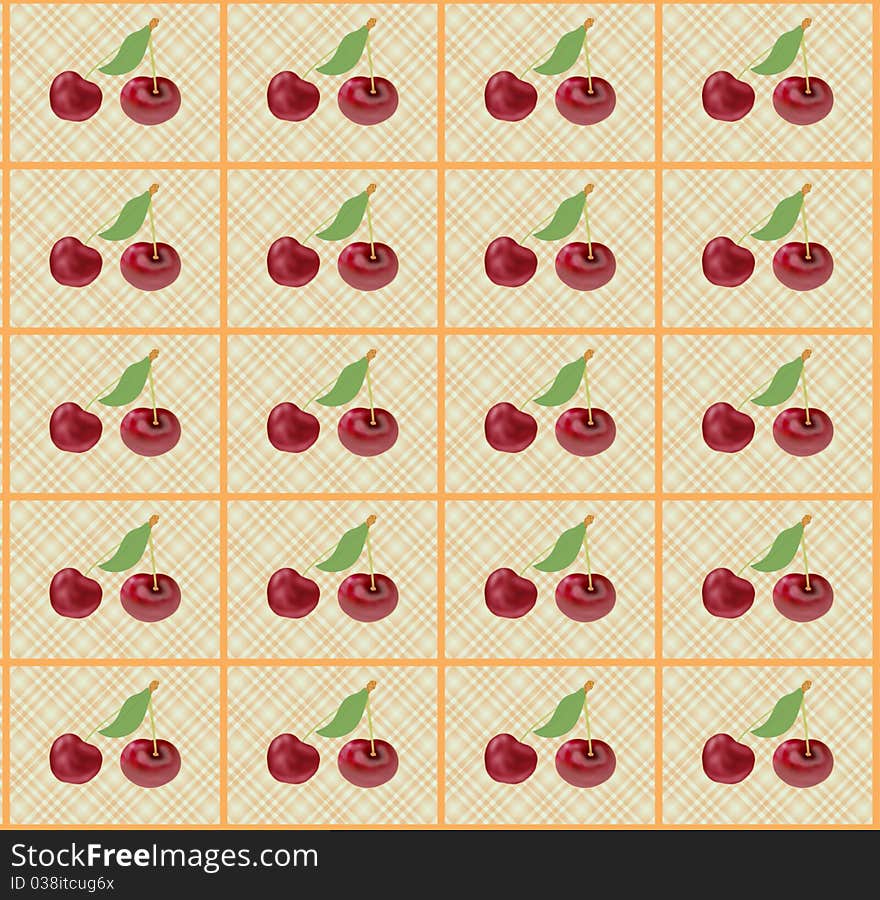 Seamless  pattern of the cherries. Seamless  pattern of the cherries