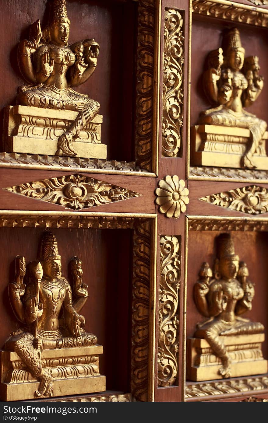 Hindu ancient  wood door in Thailand