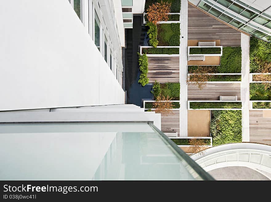 Birds view to a communal garden