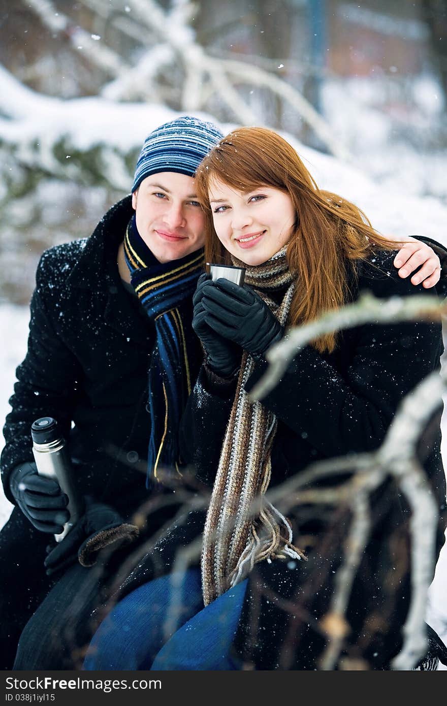 Couple in love in forest