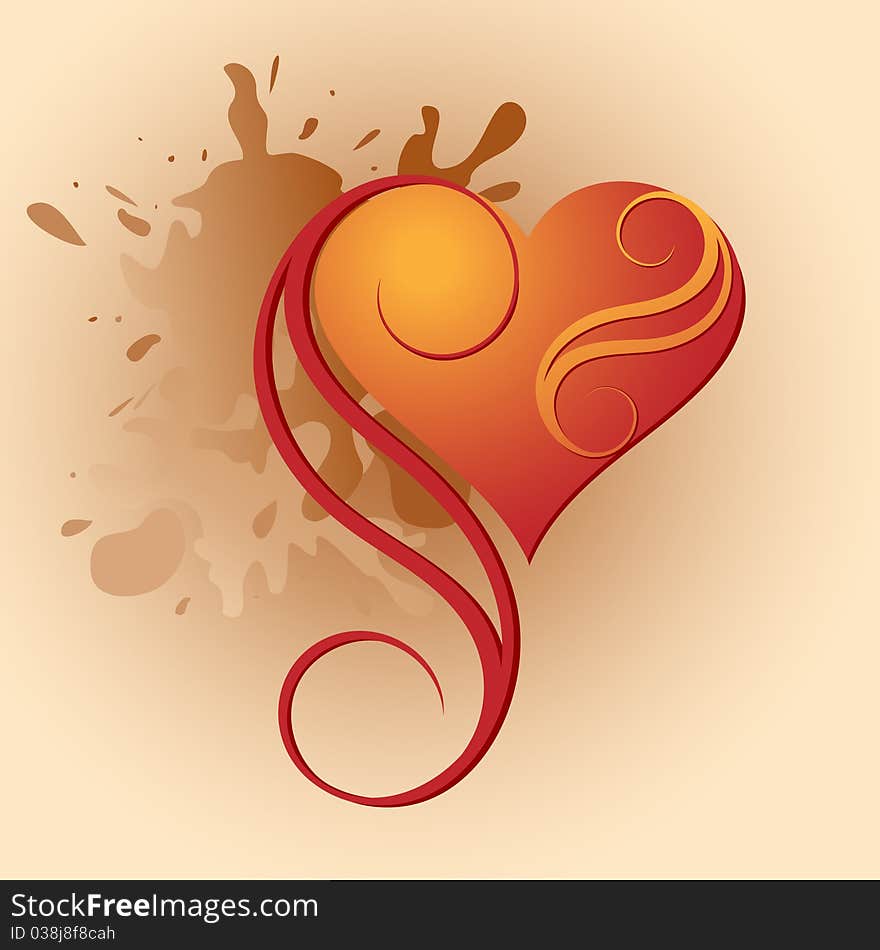 Valentine's Day heart with vignettes on a background of blots. Valentine's Day heart with vignettes on a background of blots