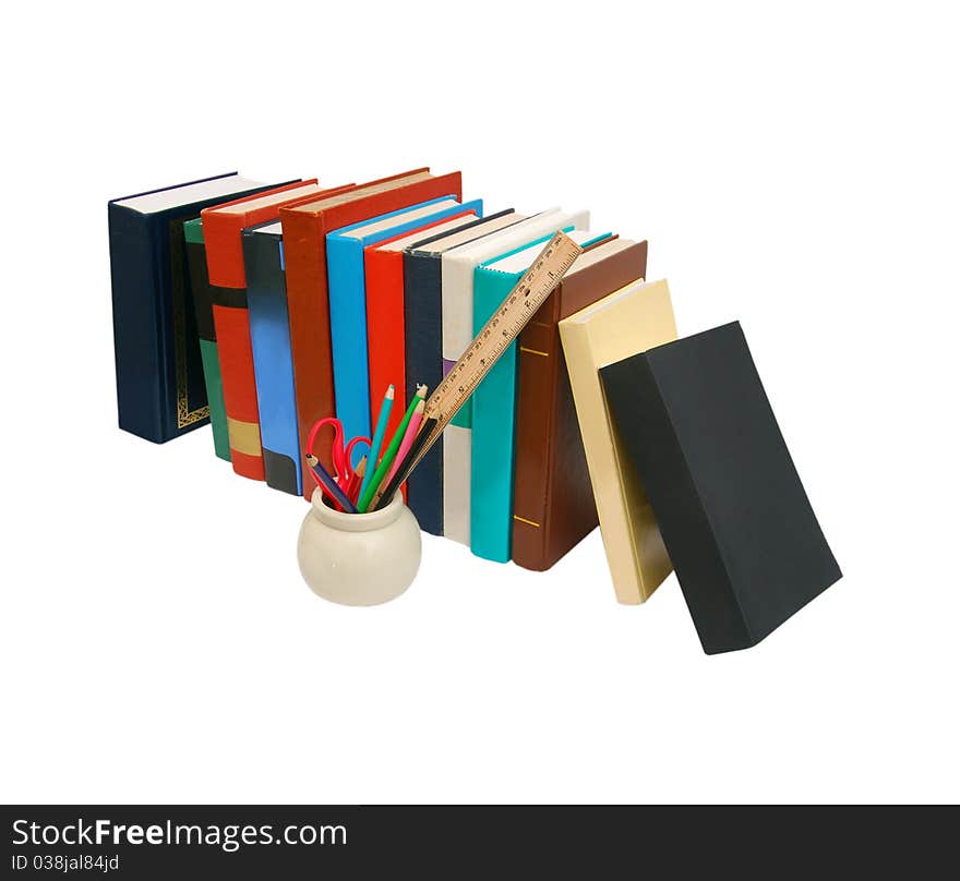 Back to school concept with books and pencils