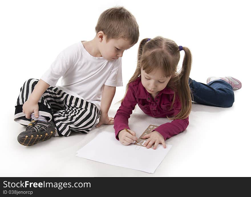 Brother And Sister Draws On A Ruler