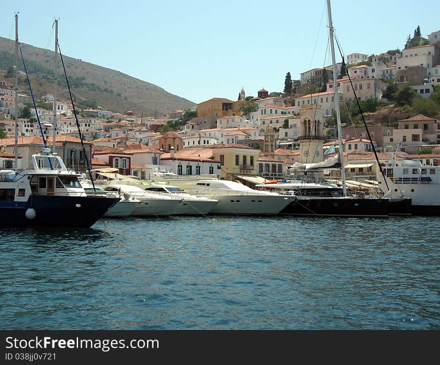 Colorful boats in a harbor on Crete. Colorful boats in a harbor on Crete.