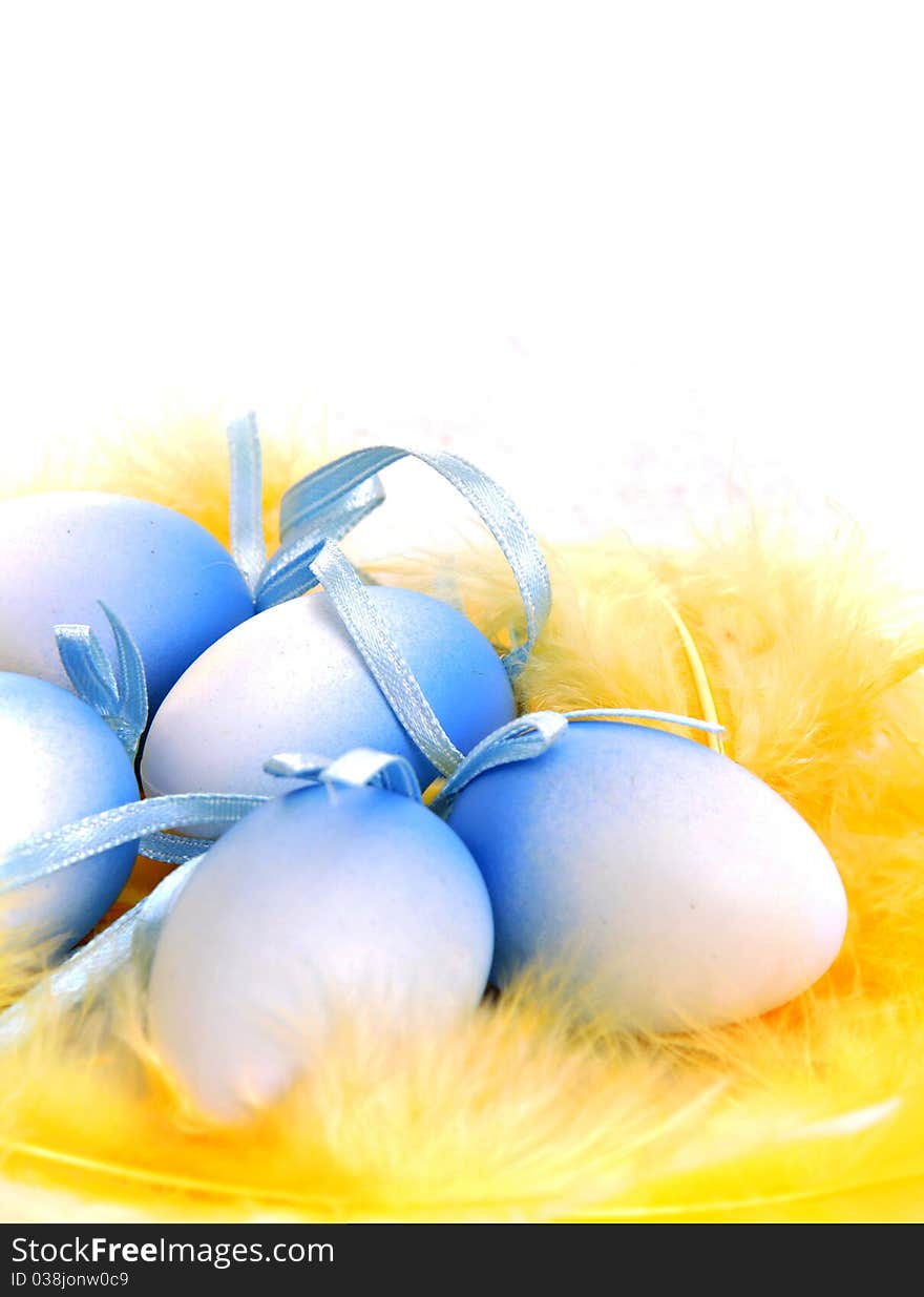 Colorful easter eggs on white background