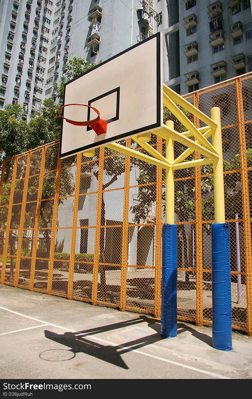 Basketball court in abstract view